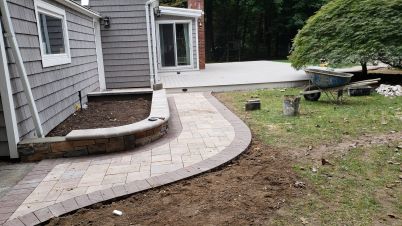 backyard stone masonry walkway