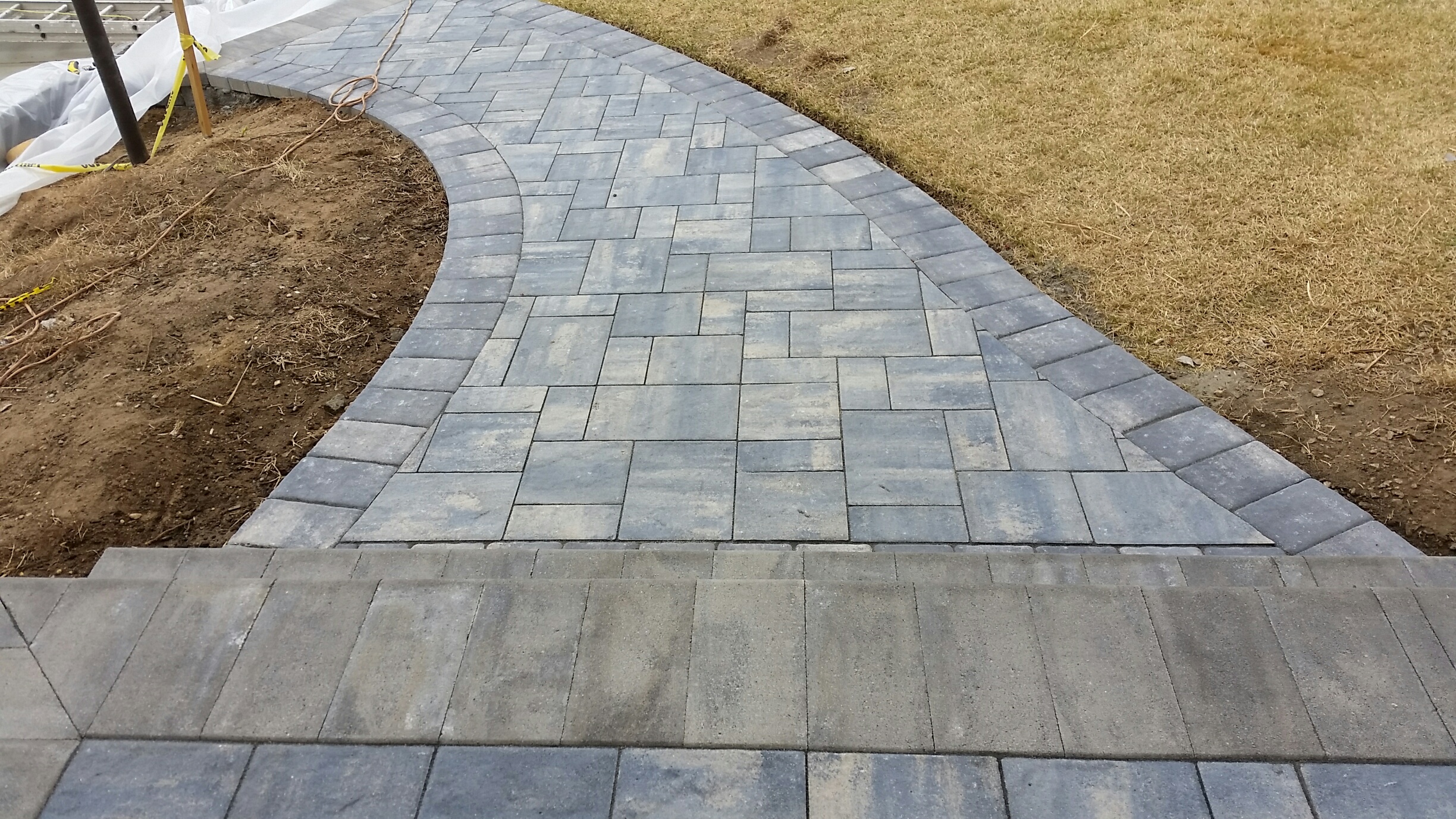 new stone masonry walkway