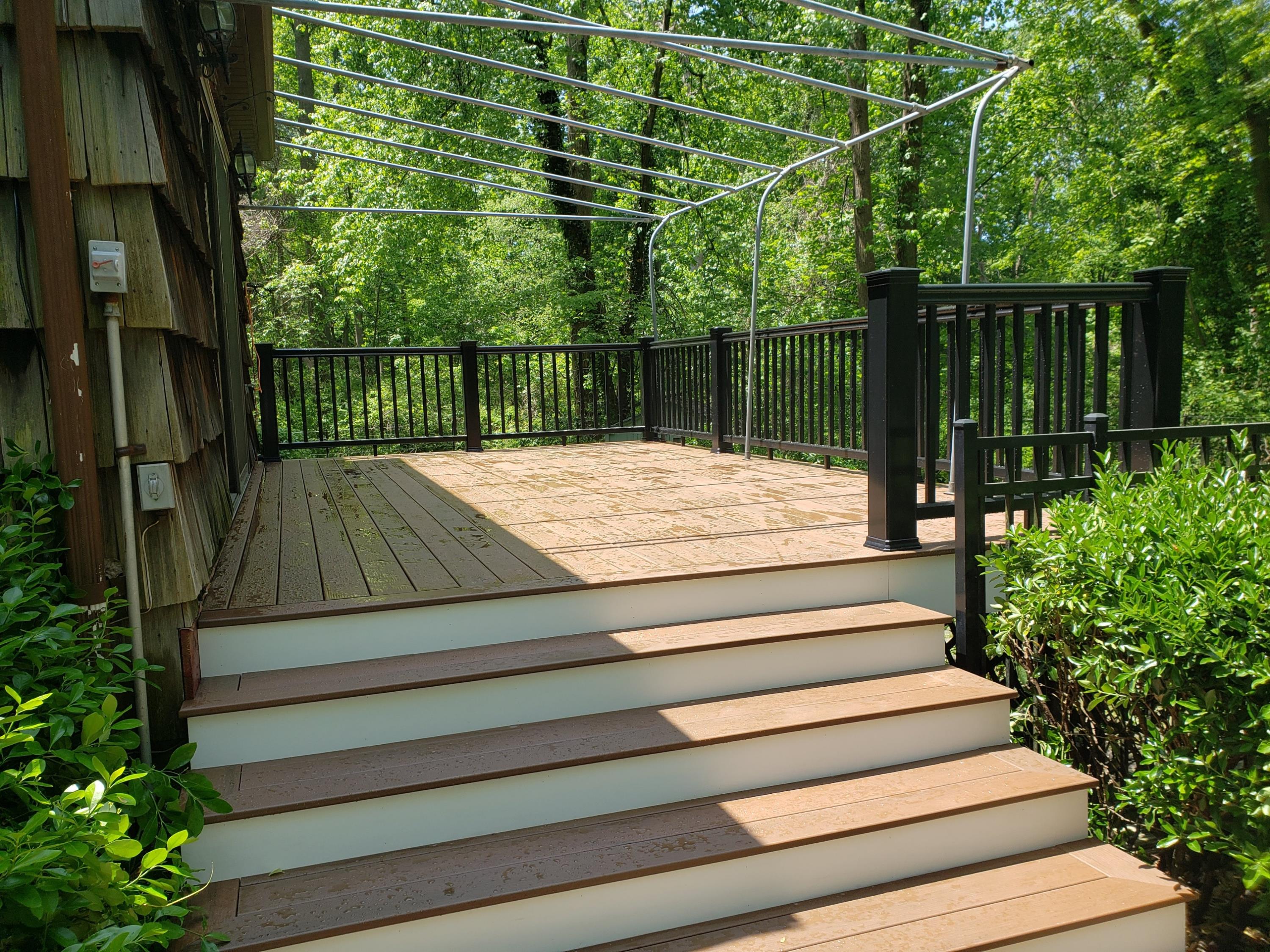 Backyard deck with steps